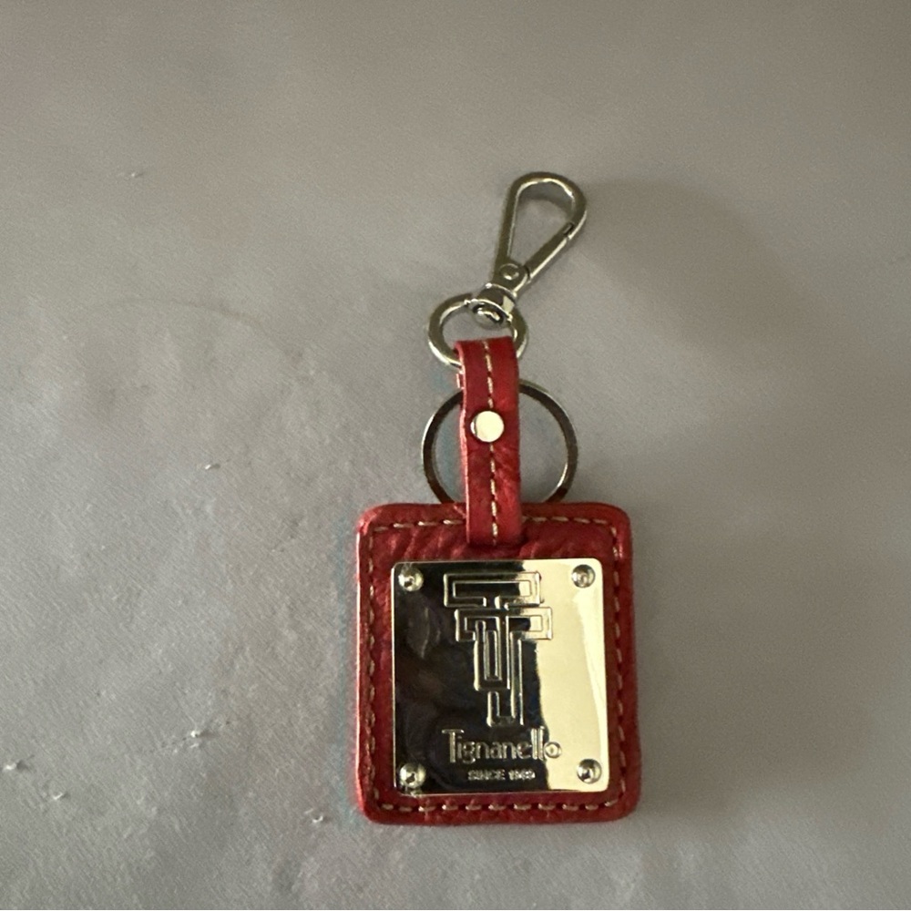 Tignanello Red Leather Keychain with Silver Accent